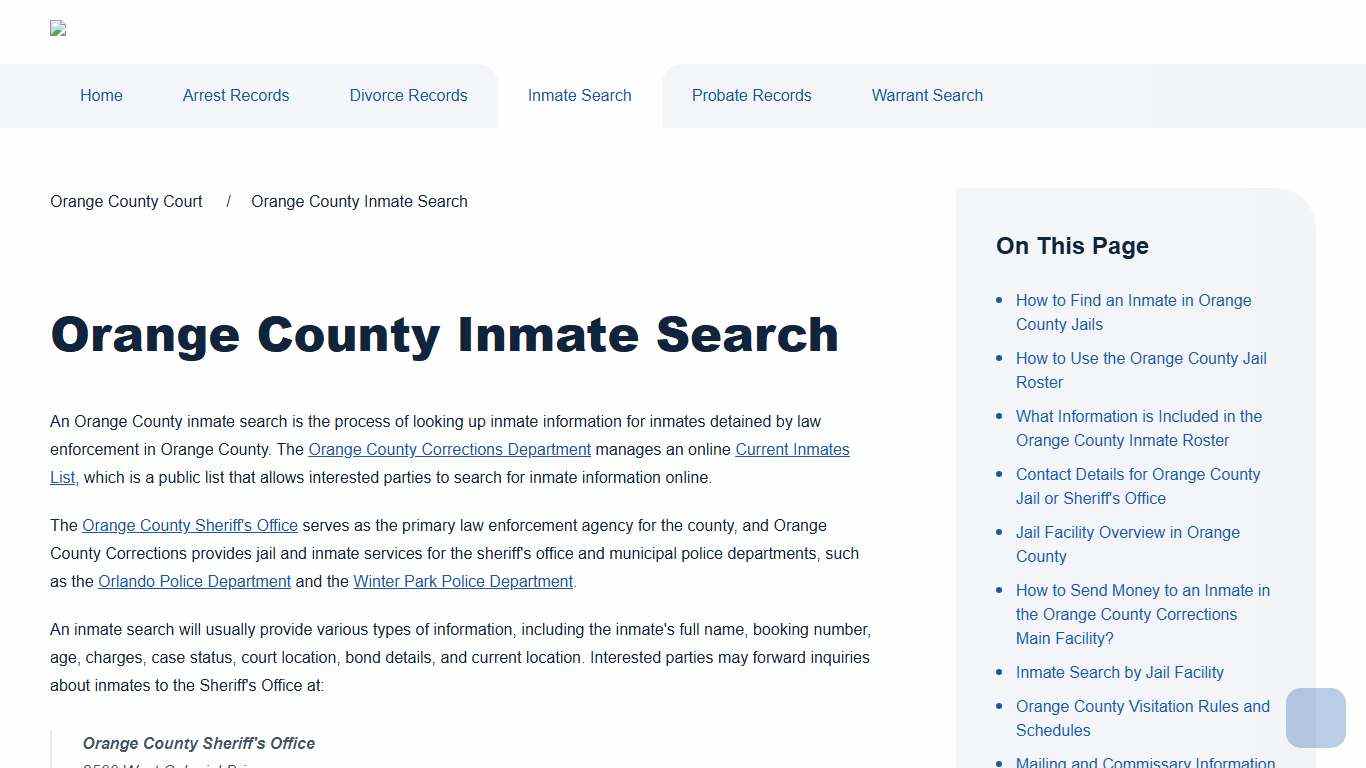 Orange County Inmate Search | Orange County Court